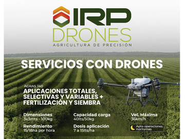 Dronero: IRP DRONES - PULVERIZACION, SIEMBRA, RELEVAMIENTO Y PRESCRIP